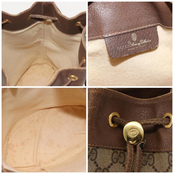 GUCCI GG Supreme Web Sherry Line Bag PVC Beige Gold - Picture 14 of 15